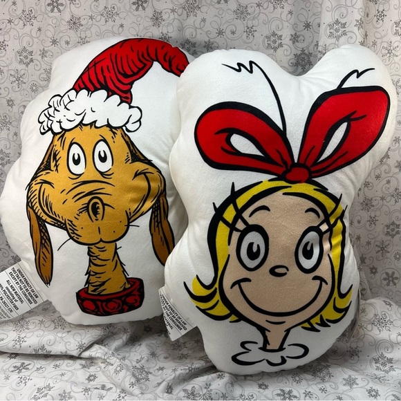 Dr. Seuss Other - How The Grinch Stole Christmas CIndy Lou Who & Max The Dog Holiday Throw Pillows